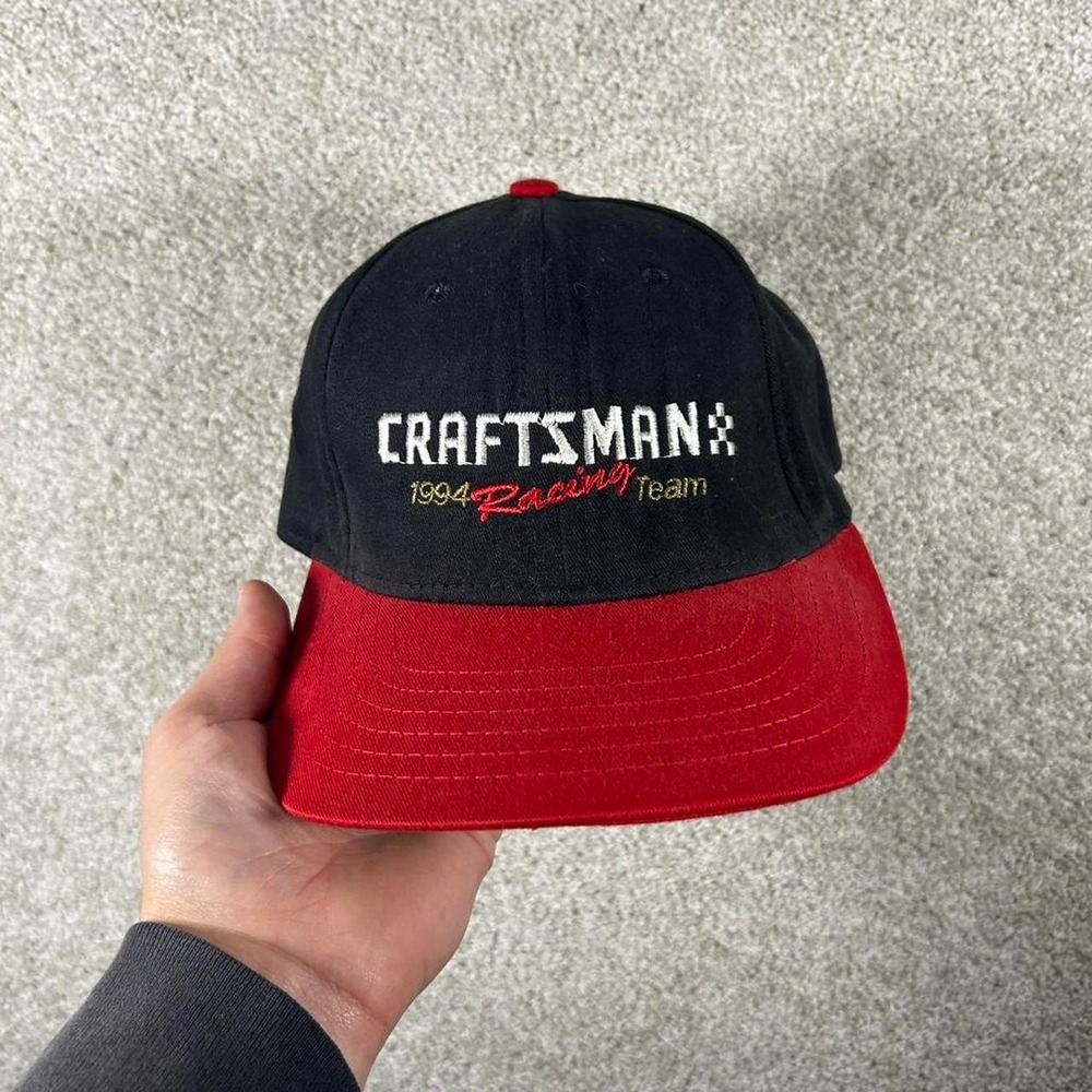 Vintage 1994 Craftsman racing team black and red SnapBack hat cap